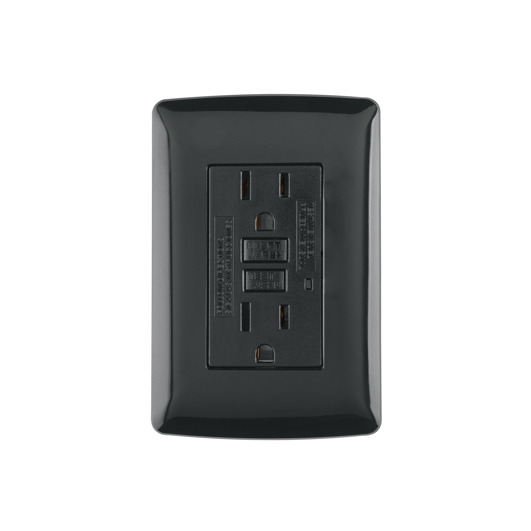 Contacto dúplex falla a tierra GFCI, negro, línea Italiana | CODO-GFCIN | 47589