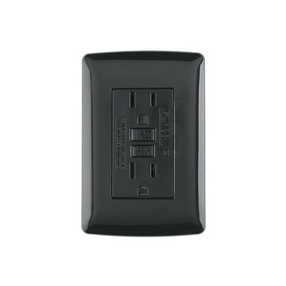 Contacto dúplex falla a tierra GFCI, negro, línea Italiana | CODO-GFCIN | 47589