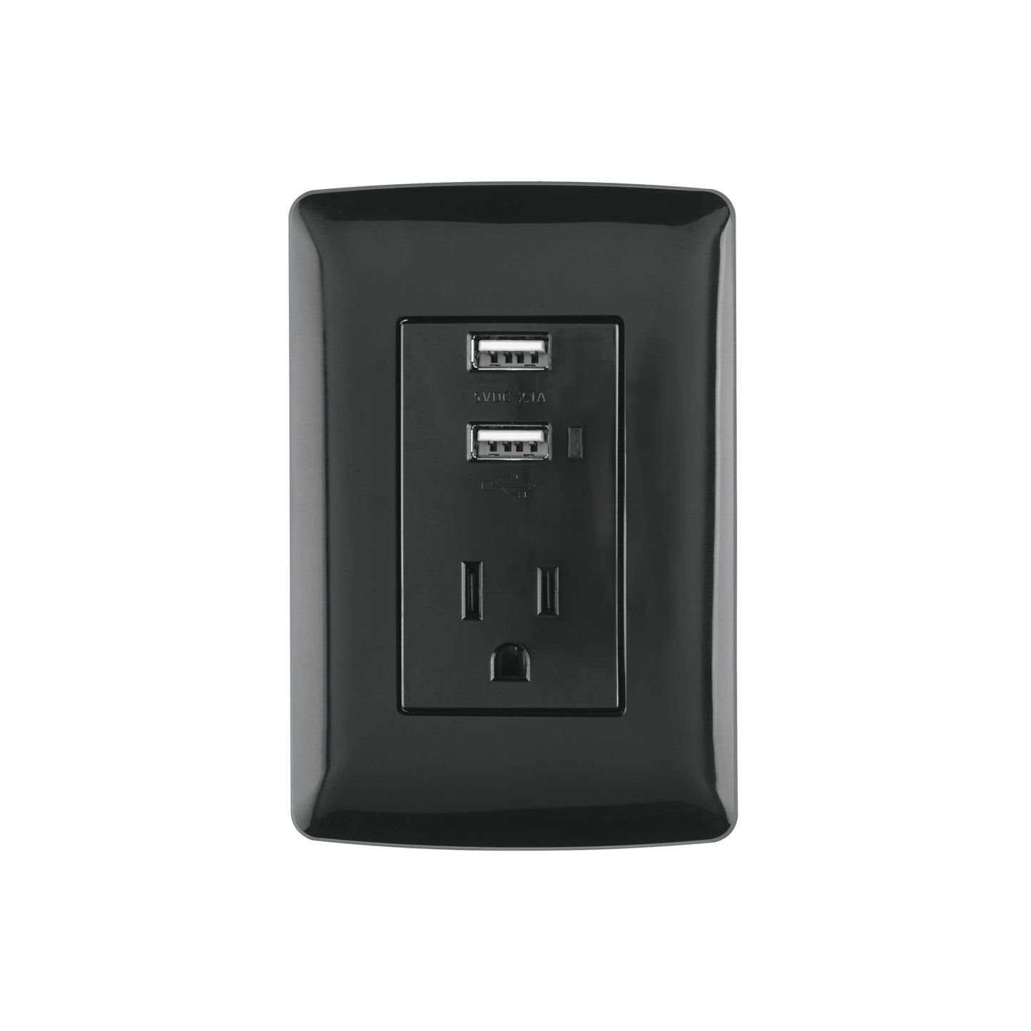 Contacto aterrizado + 2 puertos USB, negro, línea Italiana | COUSB-IN | 47590