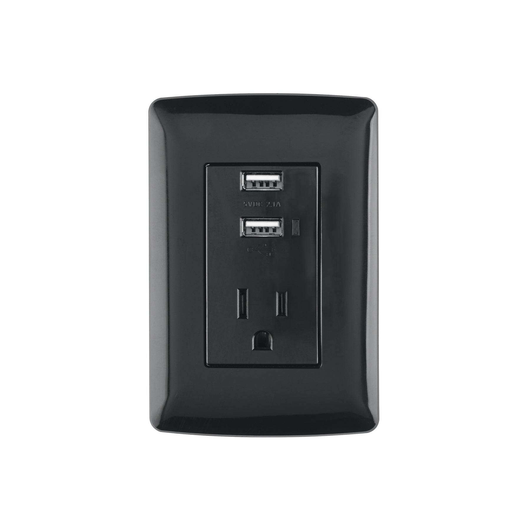 Contacto aterrizado + 2 puertos USB, negro, línea Italiana | COUSB-IN | 47590