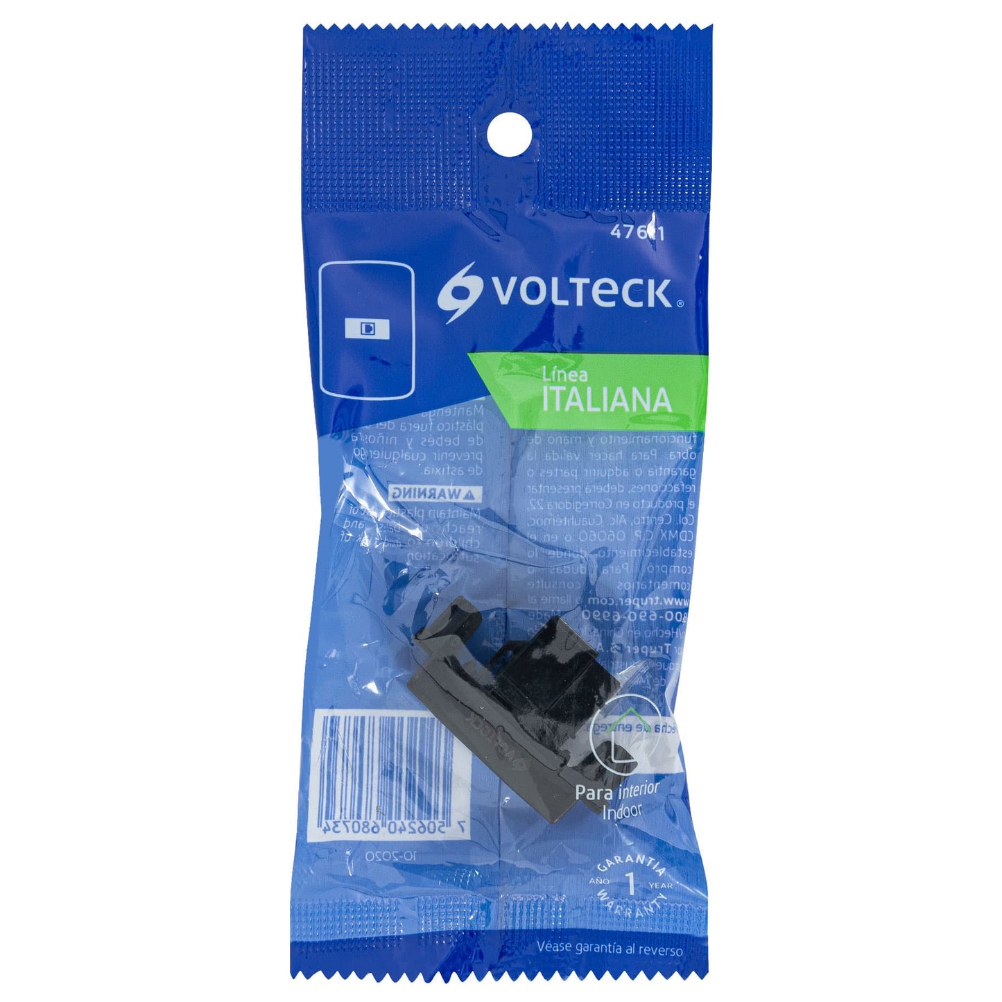 Toma de teléfono, línea Italiana, color negro, Volteck | TE-IN | 47611