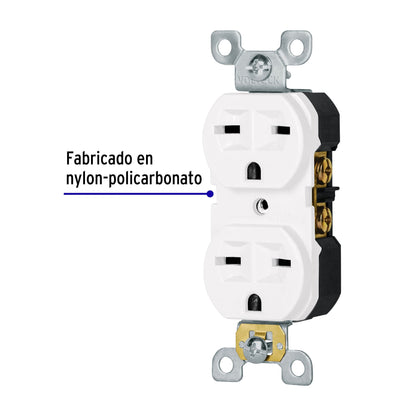 Contacto dúplex, cara de chino, Standard, blanco, Volteck | CODO-CHSB | 47722