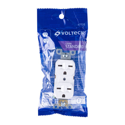 Contacto dúplex, cara de chino, Standard, blanco, Volteck | CODO-CHSB | 47722