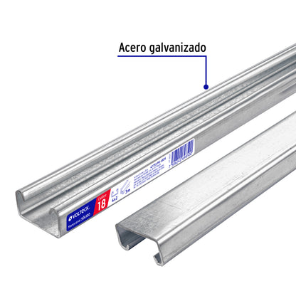 Perfil monocanal sólido de 3 m, 4 x 2 cm cal. 18, VOLTECK | PU-182S | 47755