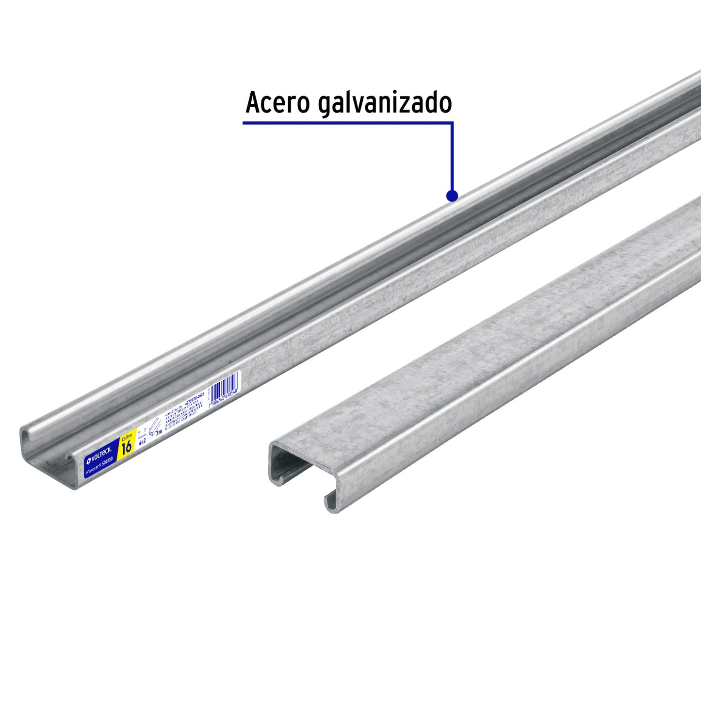 Perfil monocanal sólido de 3 m, 4 x 2 cm cal. 16, VOLTECK | PU-162S | 47759