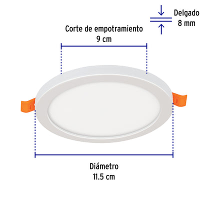 Luminario LED plafón 8W 6500K, ajustable, redondo, VOLTECK | EMP-601L | 47797