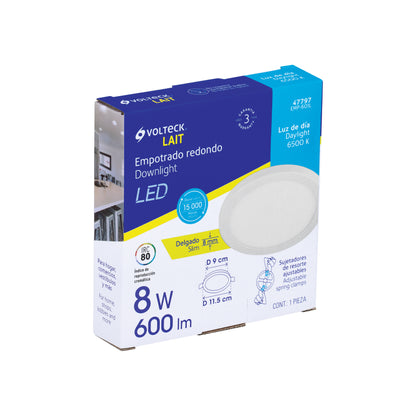 Luminario LED plafón 8W 6500K, ajustable, redondo, VOLTECK | EMP-601L | 47797