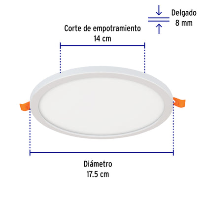 Luminario LED plafón 15W 6500K, ajustable, redondo, VOLTECK | EMP-602L | 47798