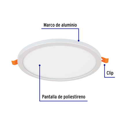 Luminario LED plafón 15W 6500K, ajustable, redondo, VOLTECK | EMP-602L | 47798