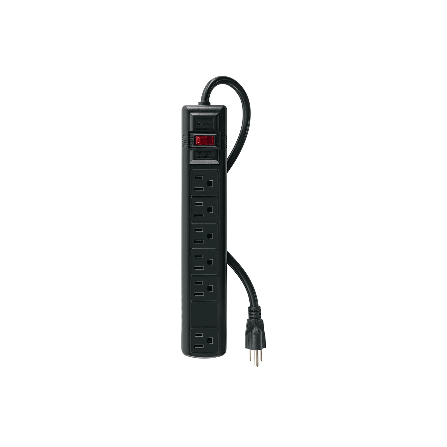 Multicontacto 14 AWG 6 ent., sup. de picos 450 joules, negro | MUL-645N | 47804