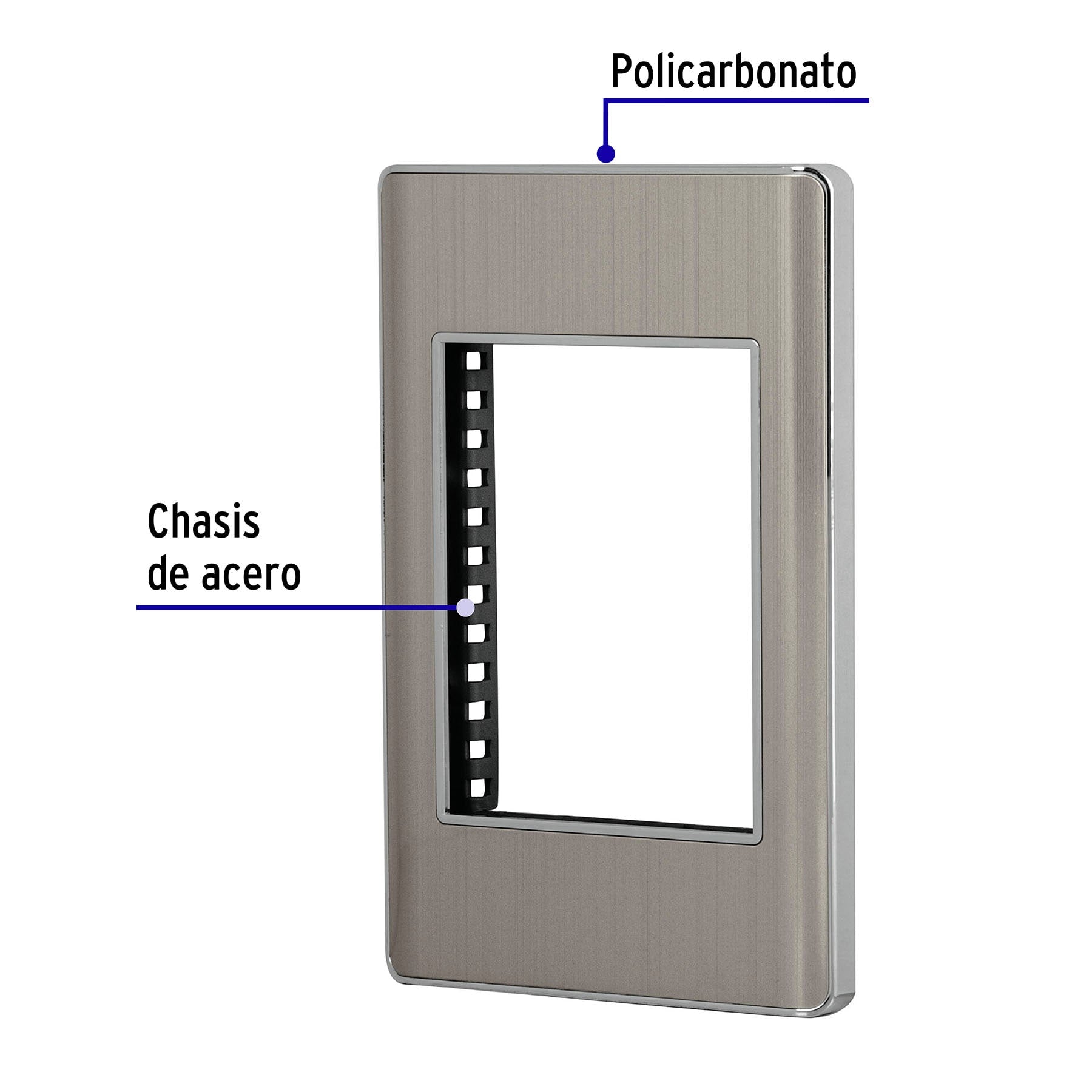 Placa de acero inox con 1 ventana 3 módulos, línea Lisboa | PPTR-LA | 47819