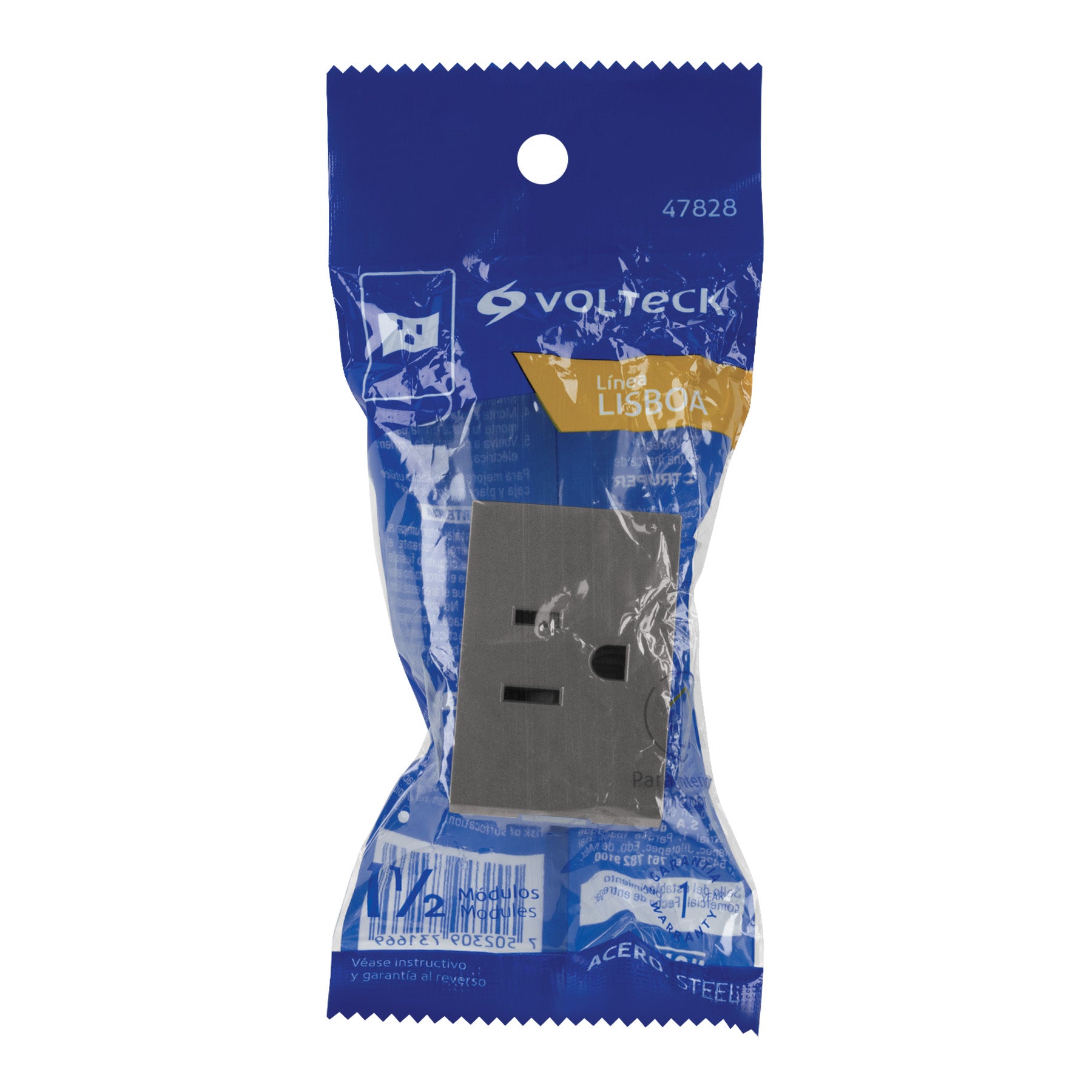 Contacto aterrizado acero inox de 1.5 módulos, línea Lisboa | COA15-LA | 47828