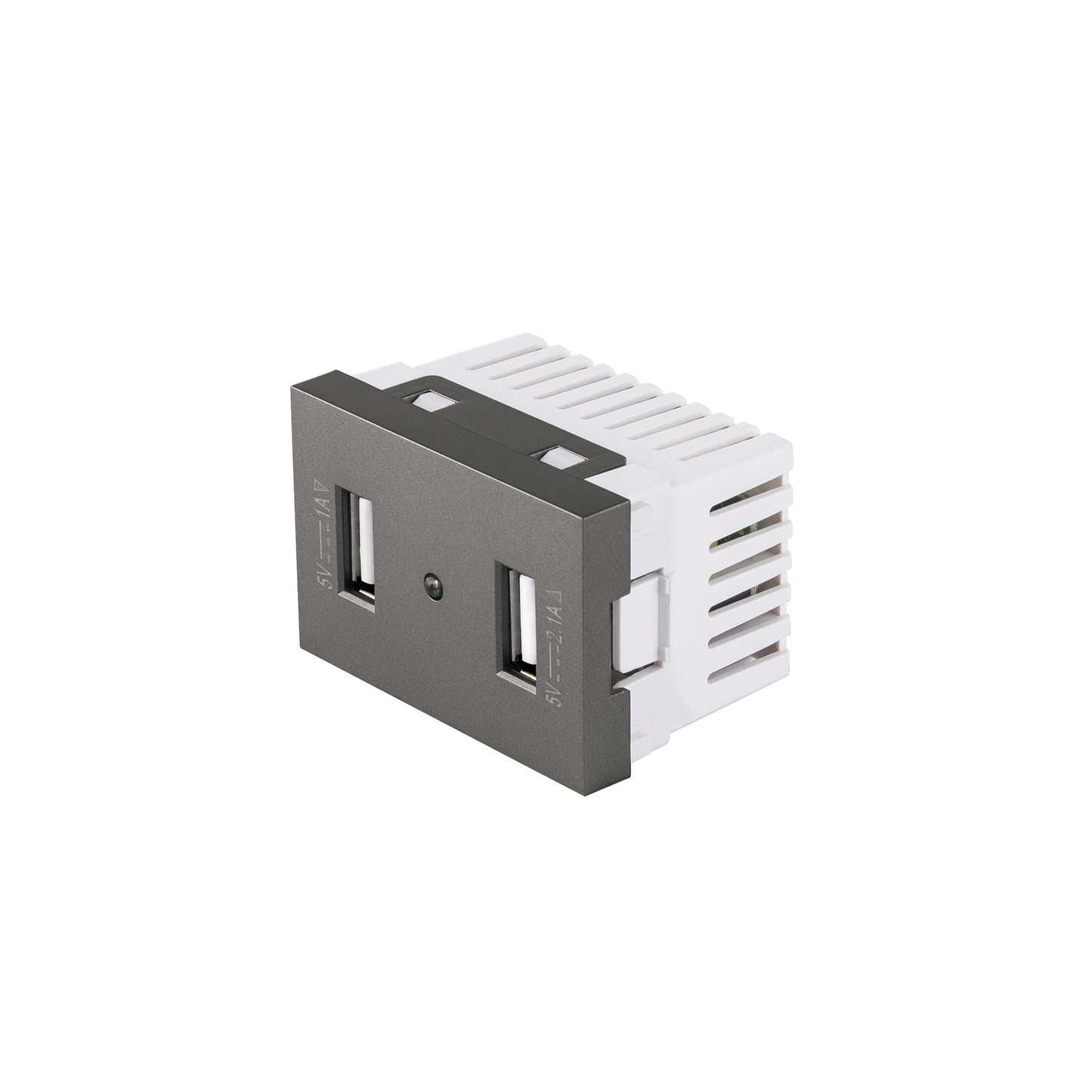 Toma 2 puertos USB acero inox de 1.5 módulos, línea Lisboa | C2USB-LA | 47829