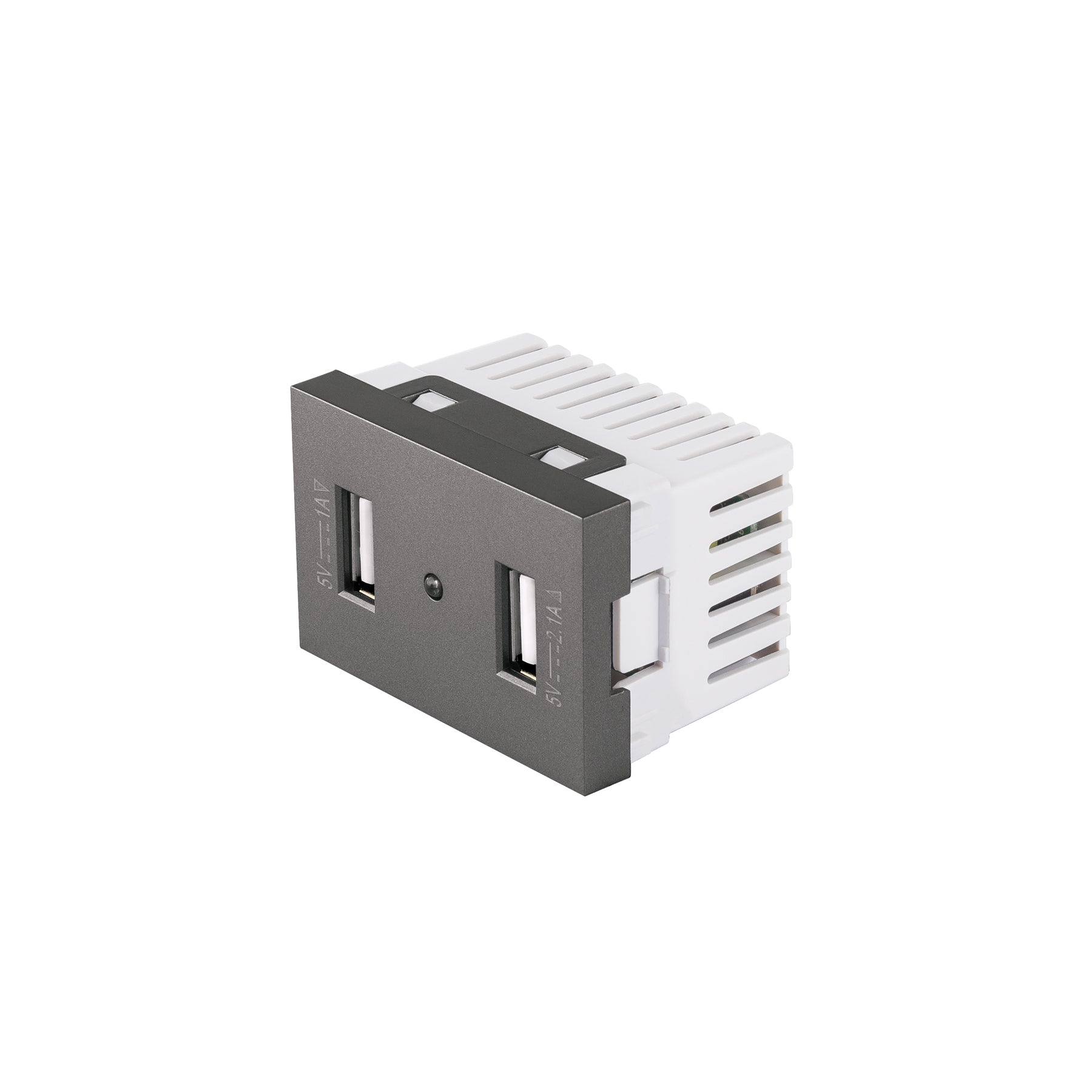 Toma 2 puertos USB acero inox de 1.5 módulos, línea Lisboa | C2USB-LA | 47829