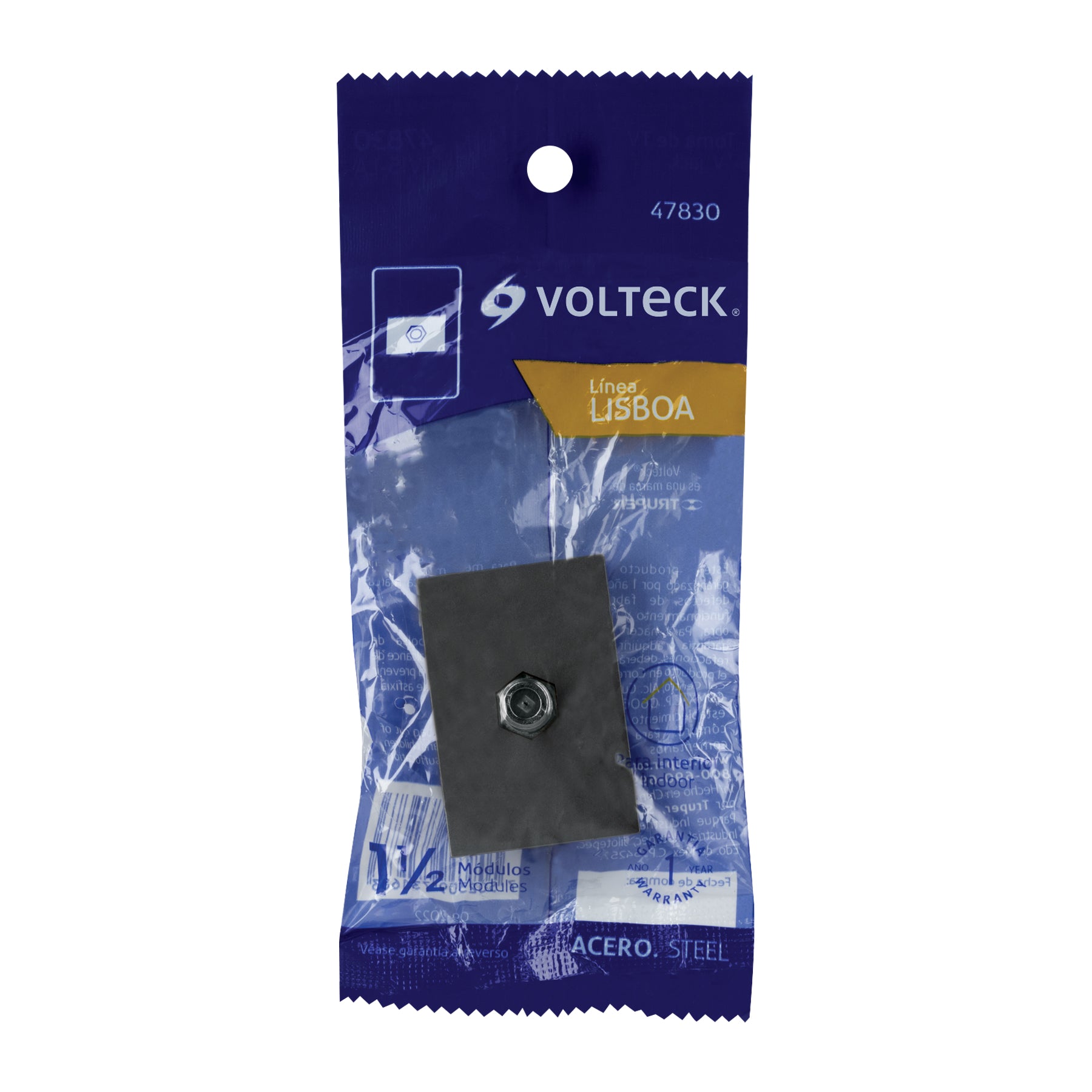 Toma de televisión acero inox de 1.5 módulos, línea Lisboa | TV15-LA | 47830