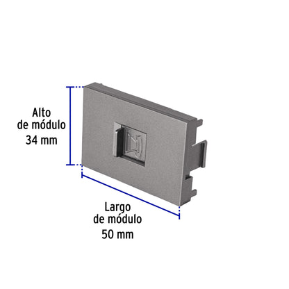 Toma de teléfono acero inox de 1.5 módulos, línea Lisboa | TE15-LA | 47831