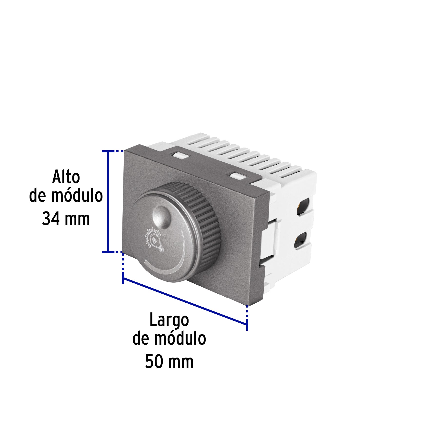Dimmer giratorio acero inox de 1.5 módulos, línea Lisboa | DIM15-LA | 47833