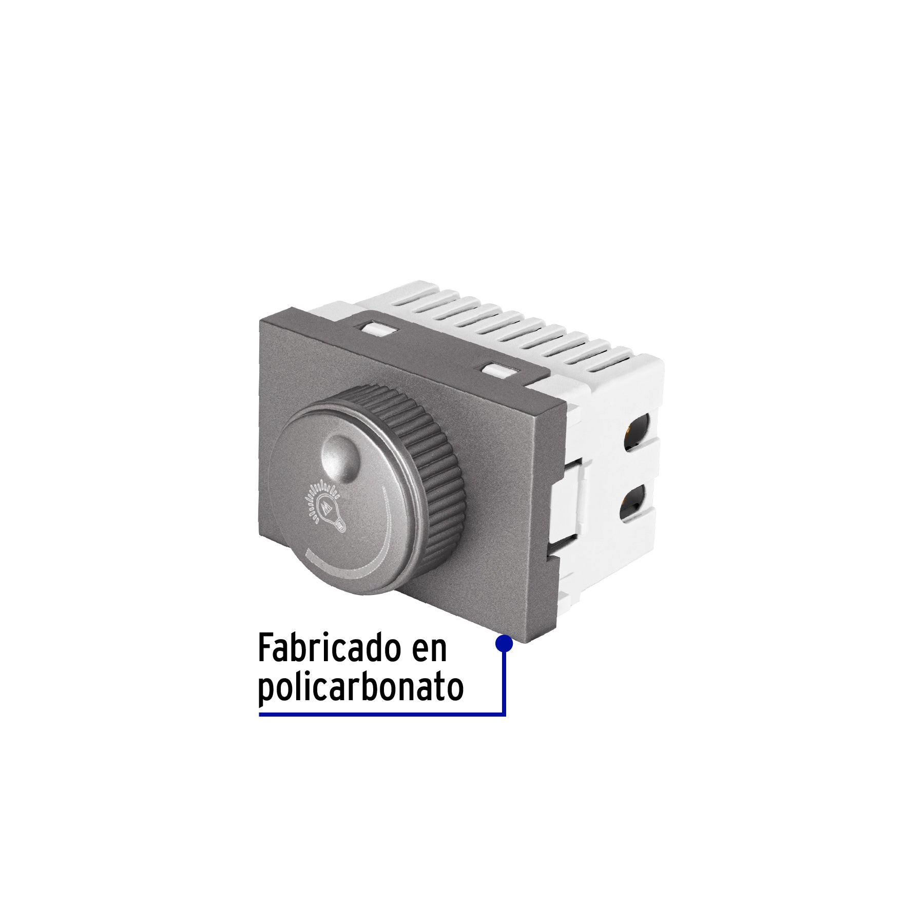 Dimmer giratorio acero inox de 1.5 módulos, línea Lisboa | DIM15-LA | 47833