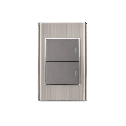 Placa armada acero 1 interruptor y 1 de 3vías 1.5mód,Lisboa | PA-APDO15-ELA | 47841