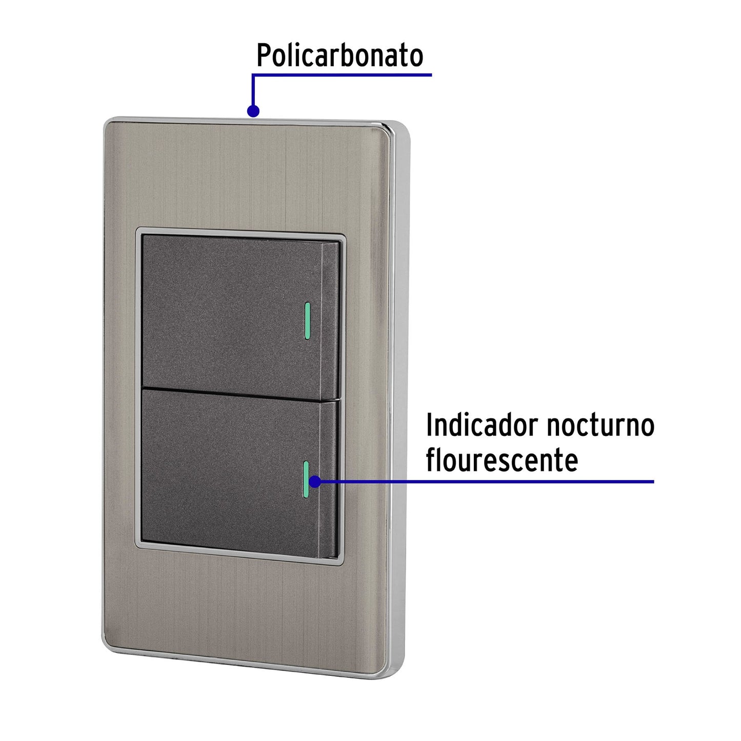 Placa armada acero 1 interruptor y 1 de 3vías 1.5mód,Lisboa | PA-APDO15-ELA | 47841