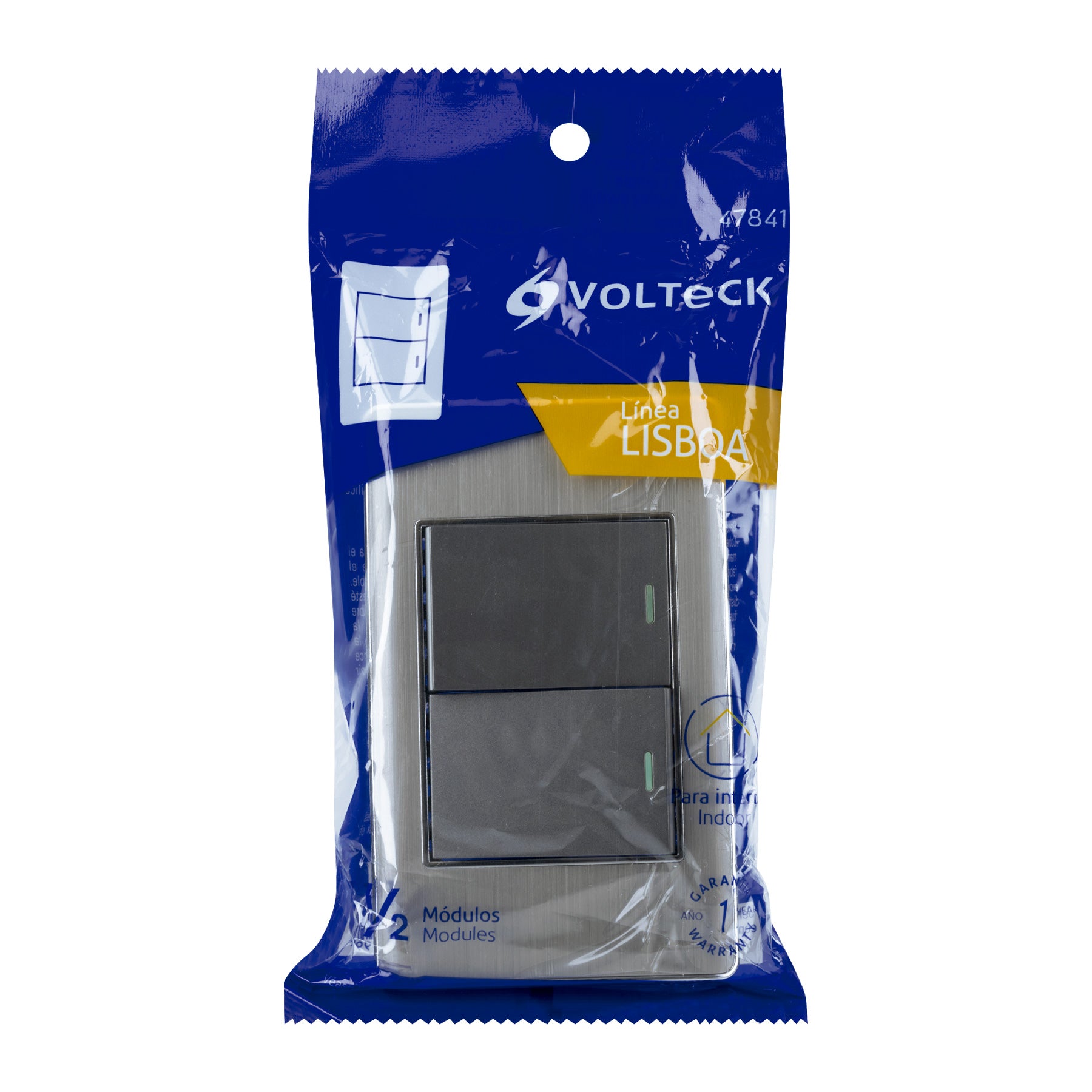 Placa armada acero 1 interruptor y 1 de 3vías 1.5mód,Lisboa | PA-APDO15-ELA | 47841