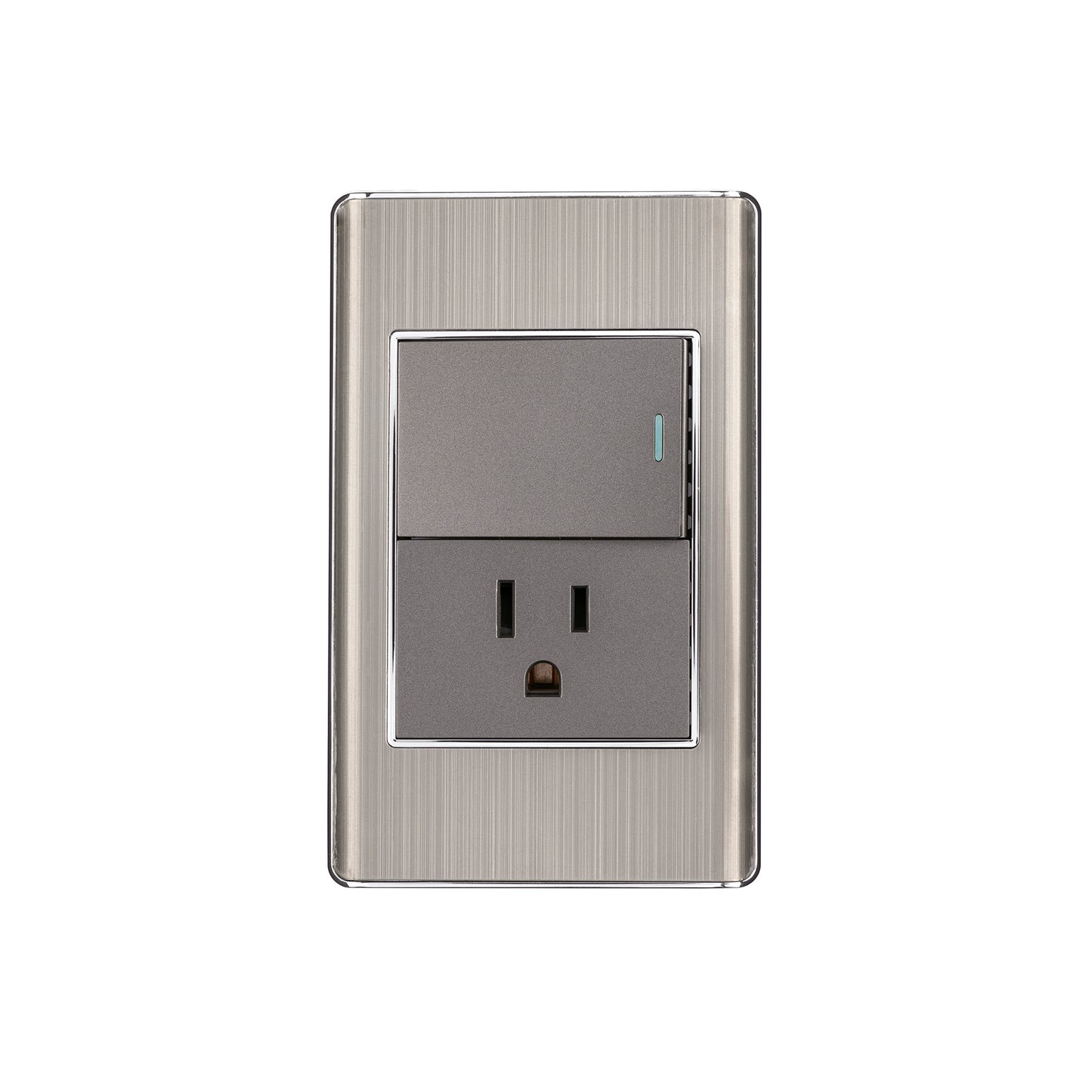 Placa armada acero interruptor y contacto 1.5 mód, Lisboa | PA-APCO15-LA | 47846