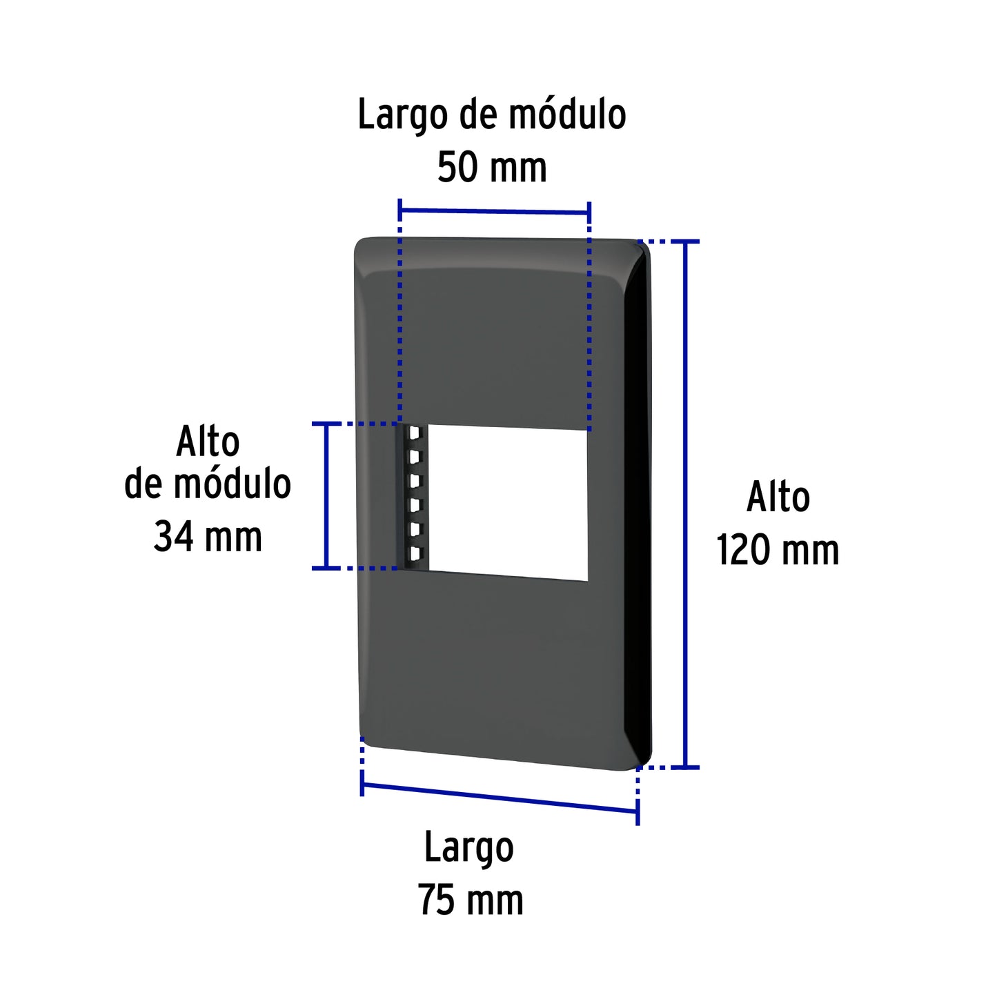 Placa negra de 1 ventana 1.5 módulos, línea Lisboa, Volteck | PPSE15-LN | 47871