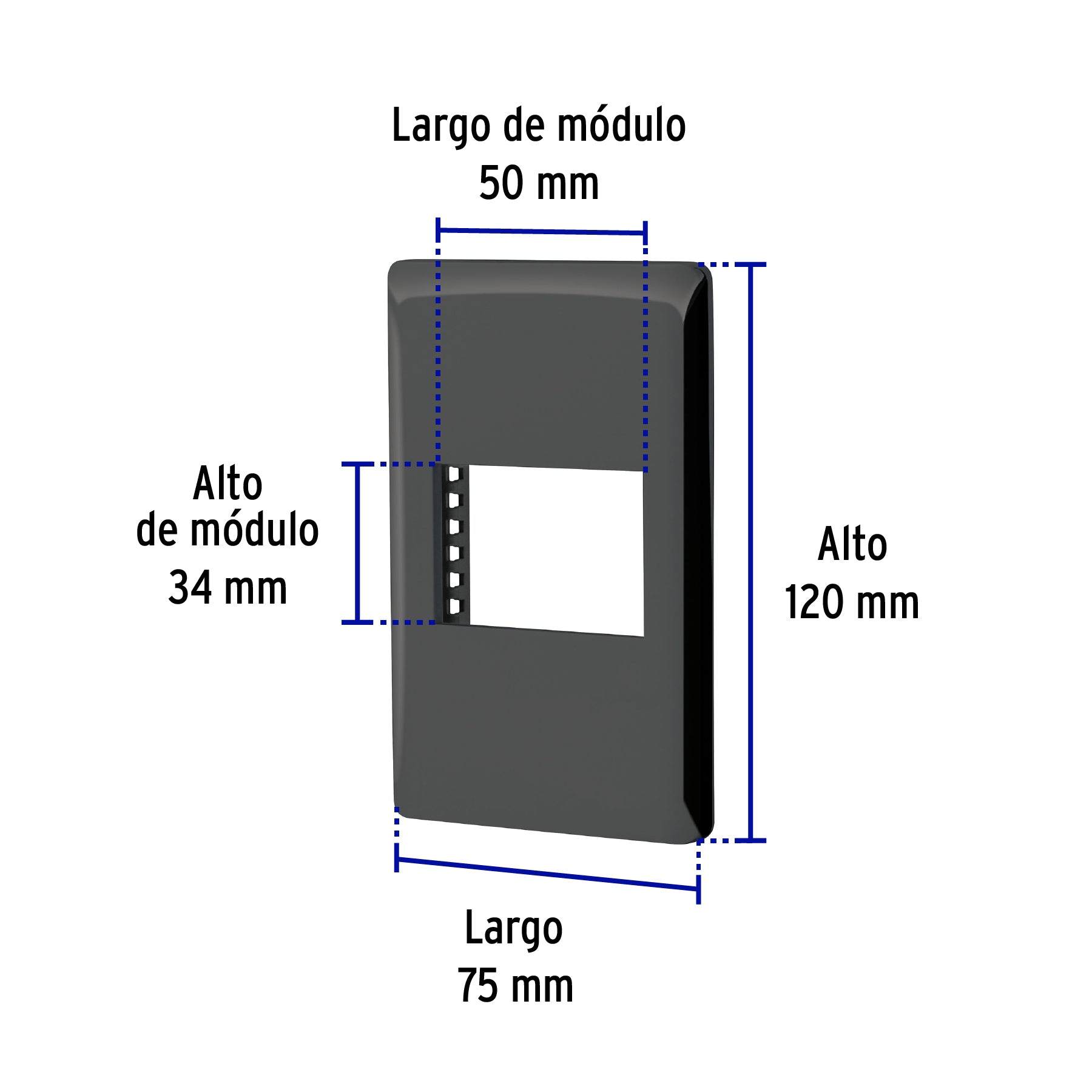 Placa negra de 1 ventana 1.5 módulos, línea Lisboa, Volteck | PPSE15-LN | 47871