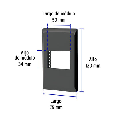 Placa negra de 1 ventana 1.5 módulos, línea Lisboa, Volteck | PPSE15-LN | 47871