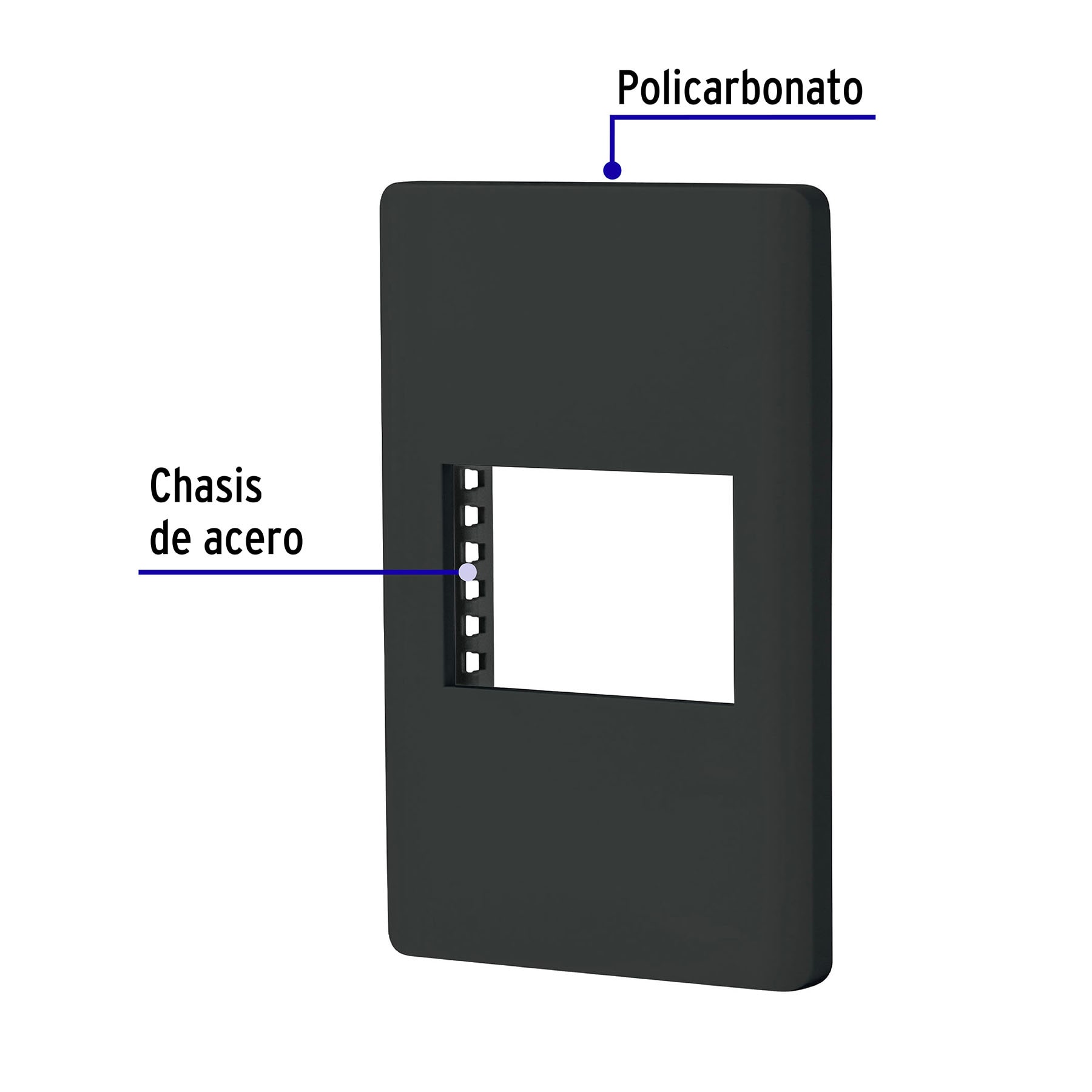 Placa negra de 1 ventana 1.5 módulos, línea Lisboa, Volteck | PPSE15-LN | 47871