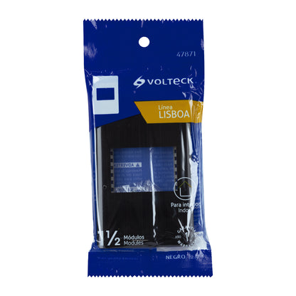 Placa negra de 1 ventana 1.5 módulos, línea Lisboa, Volteck | PPSE15-LN | 47871