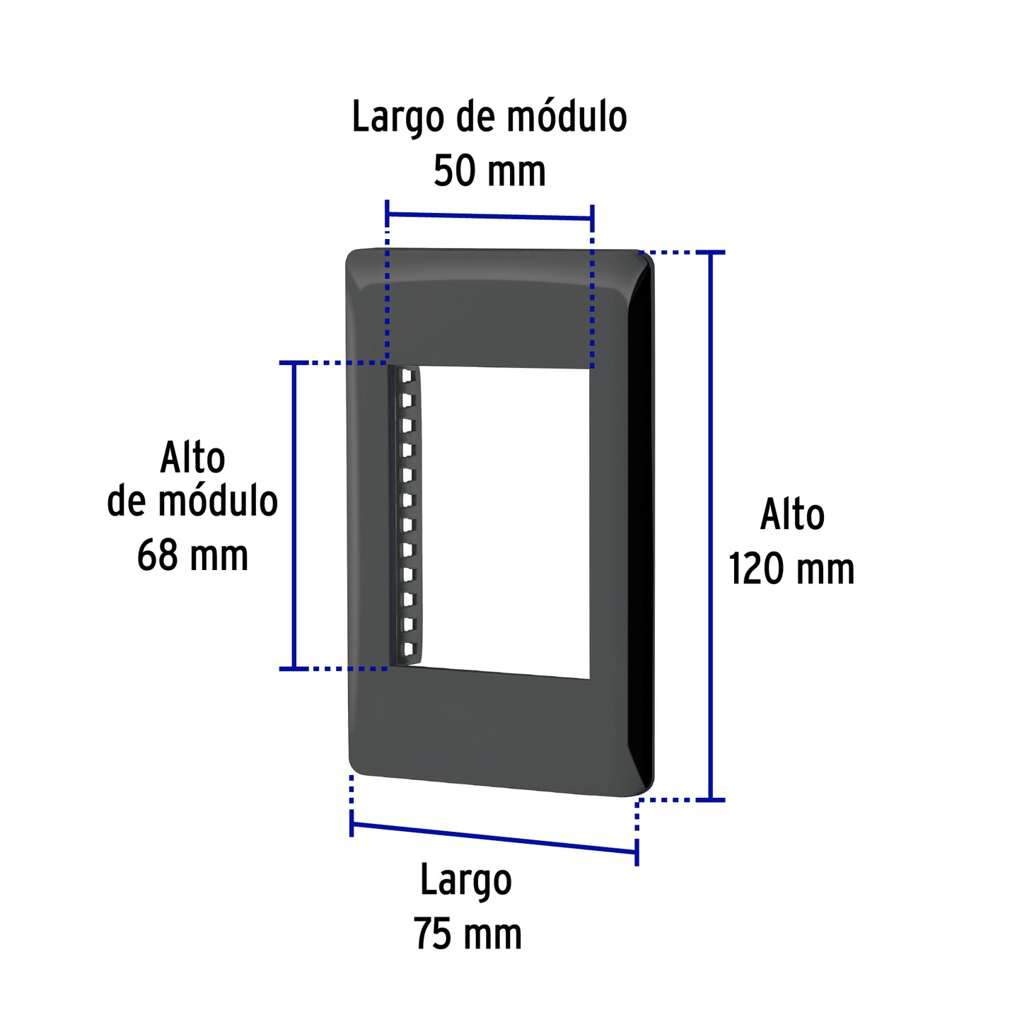 Placa negra de 1 ventana 3 módulos, línea Lisboa, Volteck | PPTR-LN | 47872