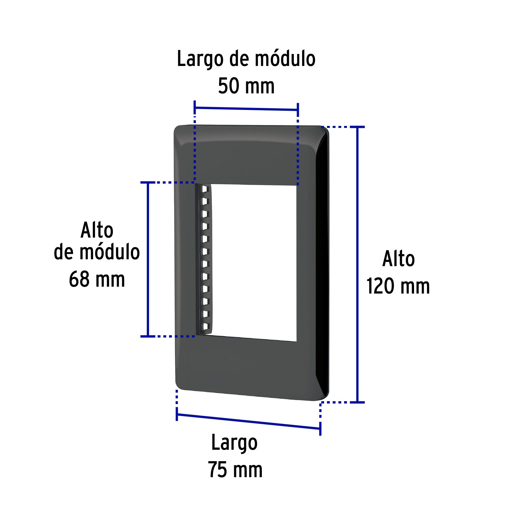 Placa negra de 1 ventana 3 módulos, línea Lisboa, Volteck | PPTR-LN | 47872