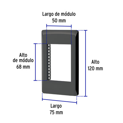 Placa negra de 1 ventana 3 módulos, línea Lisboa, Volteck | PPTR-LN | 47872