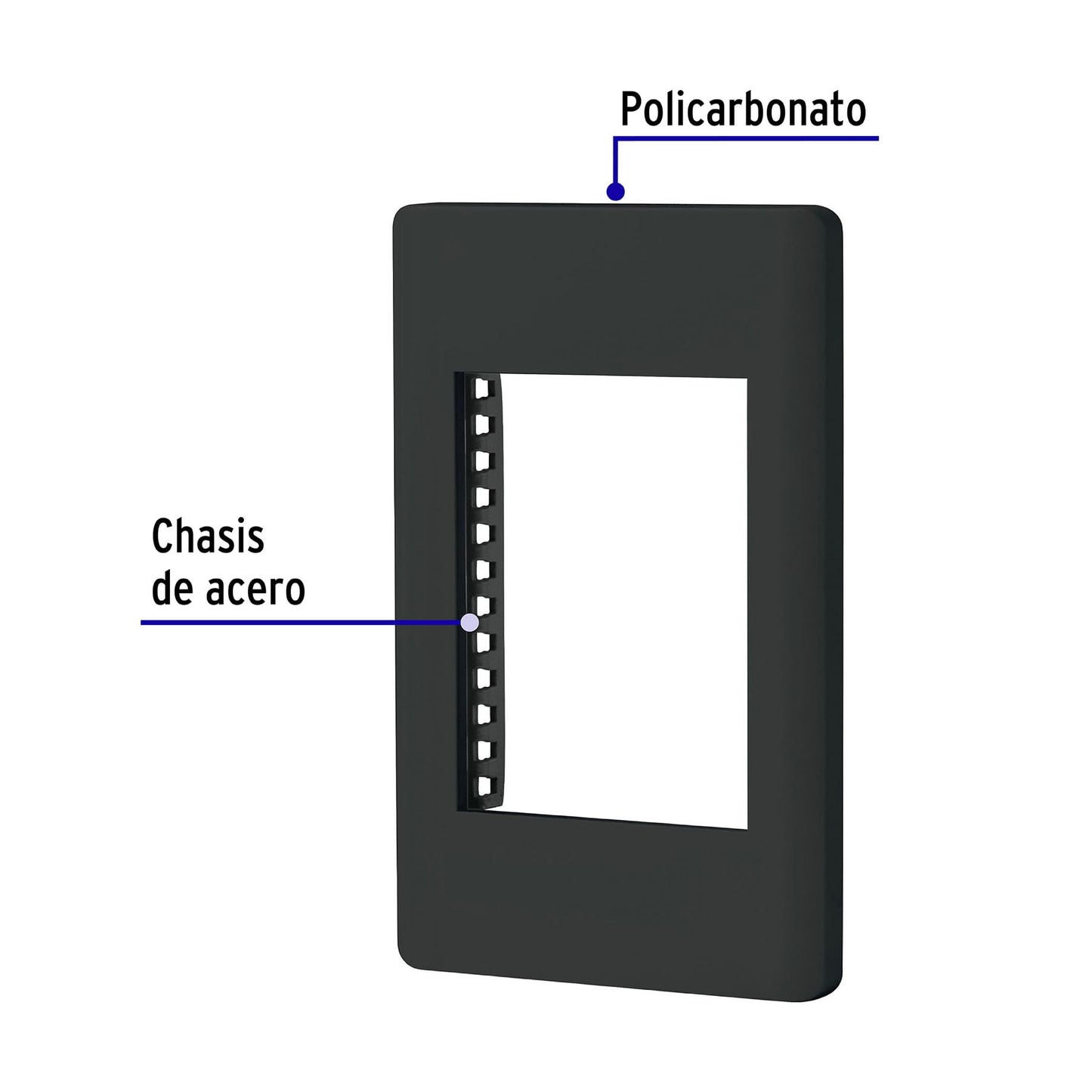 Placa negra de 1 ventana 3 módulos, línea Lisboa, Volteck | PPTR-LN | 47872