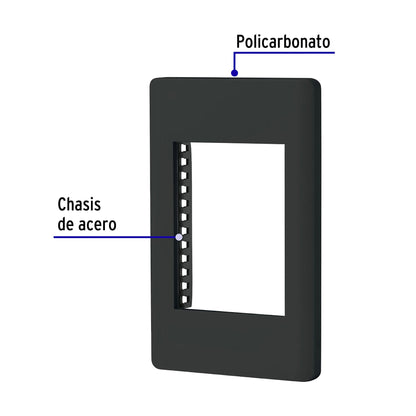 Placa negra de 1 ventana 3 módulos, línea Lisboa, Volteck | PPTR-LN | 47872