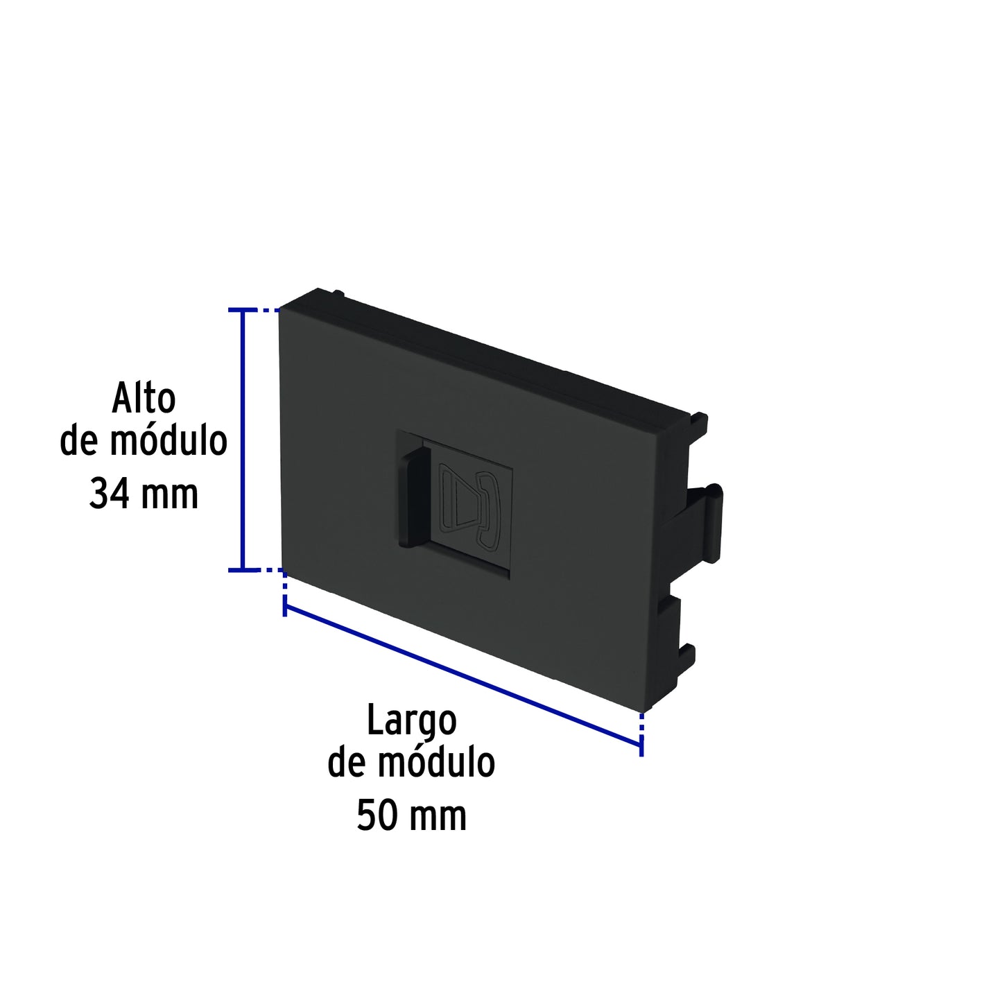 Toma de teléfono negro de 1.5 módulos, línea Lisboa, Volteck | TE15-LN | 47884