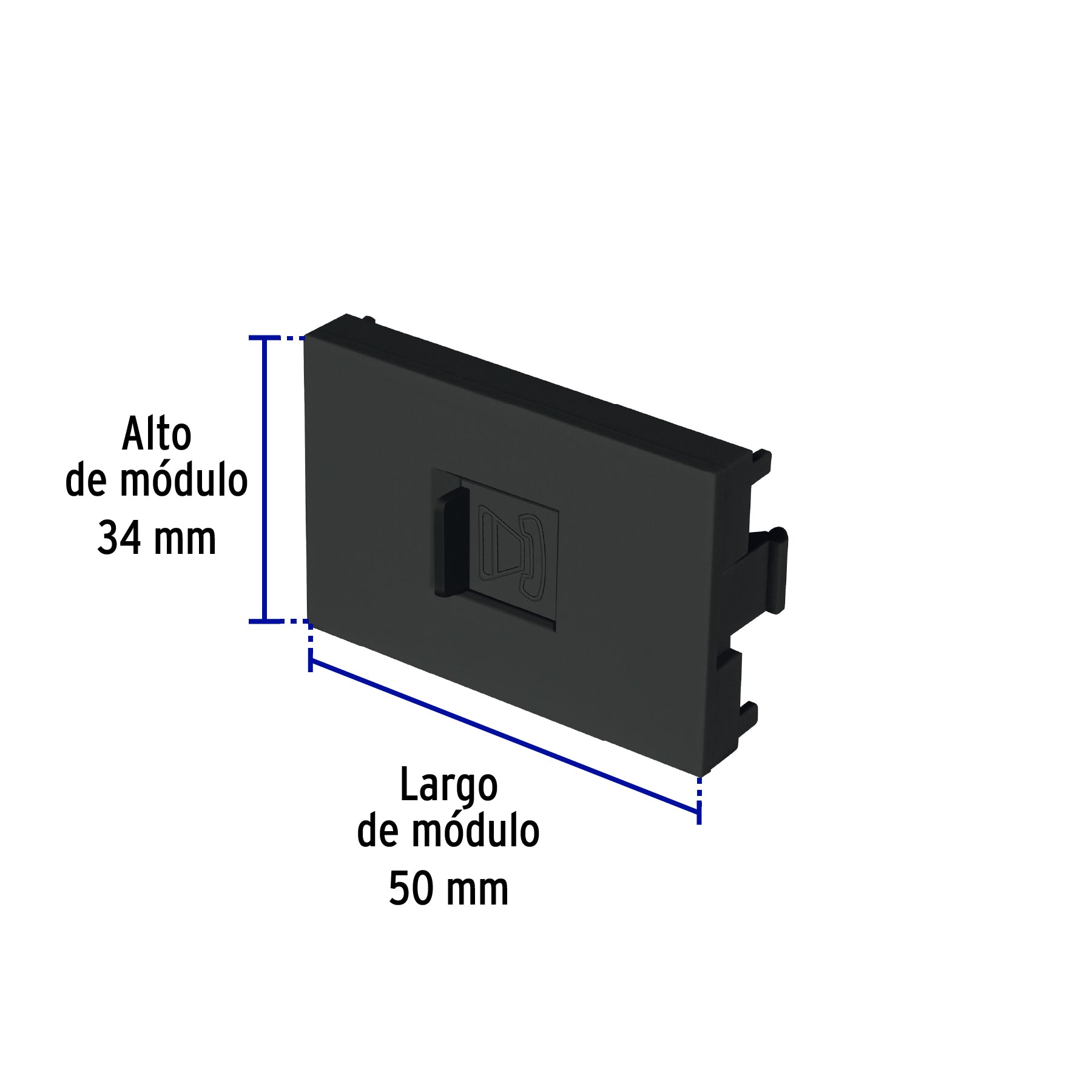 Toma de teléfono negro de 1.5 módulos, línea Lisboa, Volteck | TE15-LN | 47884