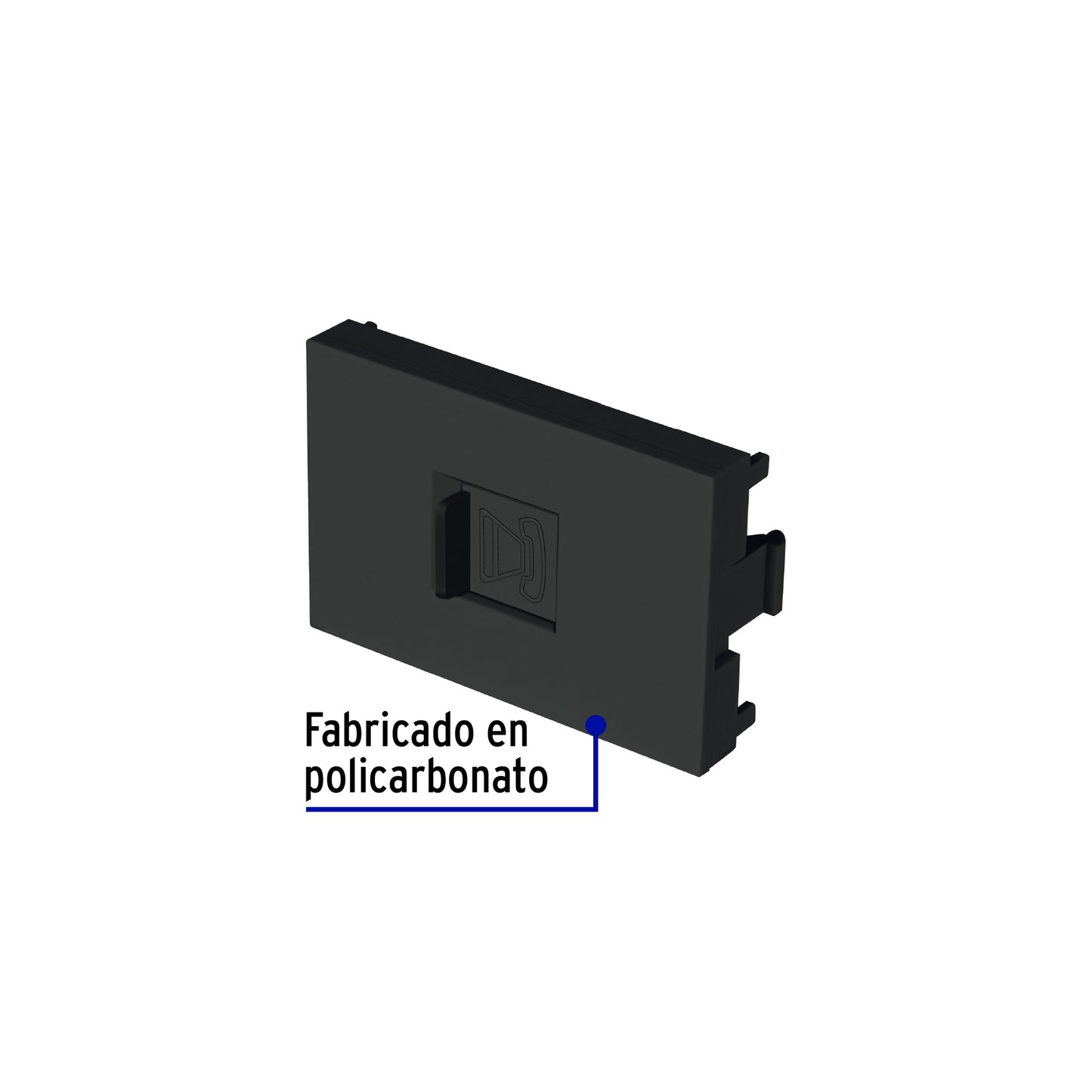 Toma de teléfono negro de 1.5 módulos, línea Lisboa, Volteck | TE15-LN | 47884