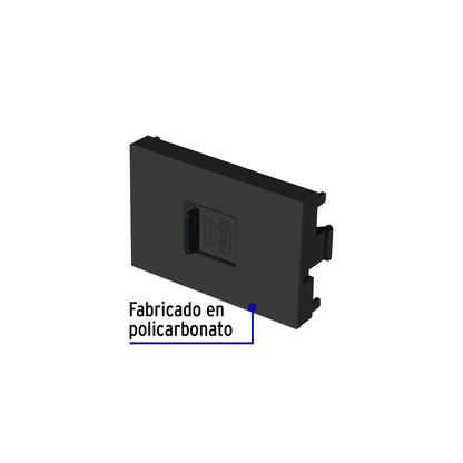 Toma de teléfono negro de 1.5 módulos, línea Lisboa, Volteck | TE15-LN | 47884