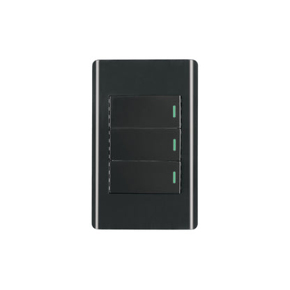 Placa armada negra 3 interruptores 1 módulo, Lisboa, Volteck | PA-APTR-LN | 47889