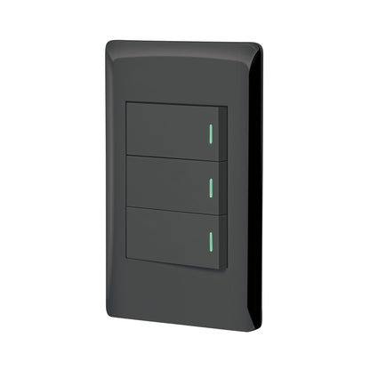 Placa armada negra 2 interruptores 1 de 3 vías 1 mód,Lisboa | PA-APTR-ELN | 47890