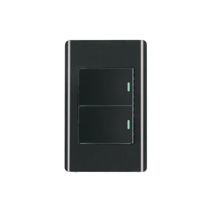Placa armada negra 2 interruptores 1.5 módulos, Lisboa | PA-APDO15-LN | 47893