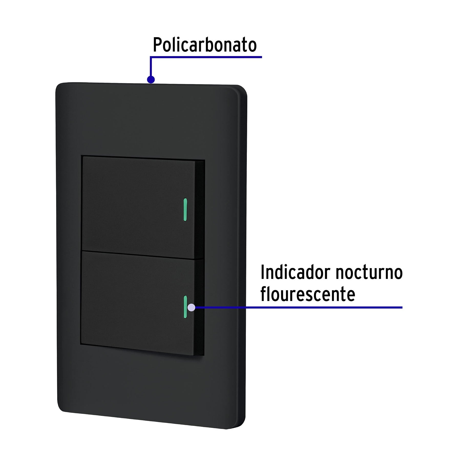 Placa armada negra 2 interruptores 1.5 módulos, Lisboa | PA-APDO15-LN | 47893