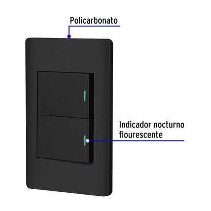 Placa armada negra 2 interruptores 1.5 módulos, Lisboa | PA-APDO15-LN | 47893