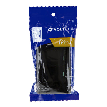 Placa armada negra 1 interruptor y 1 de 3vías 1.5mód,Lisboa | PA-APDO15-ELN | 47894