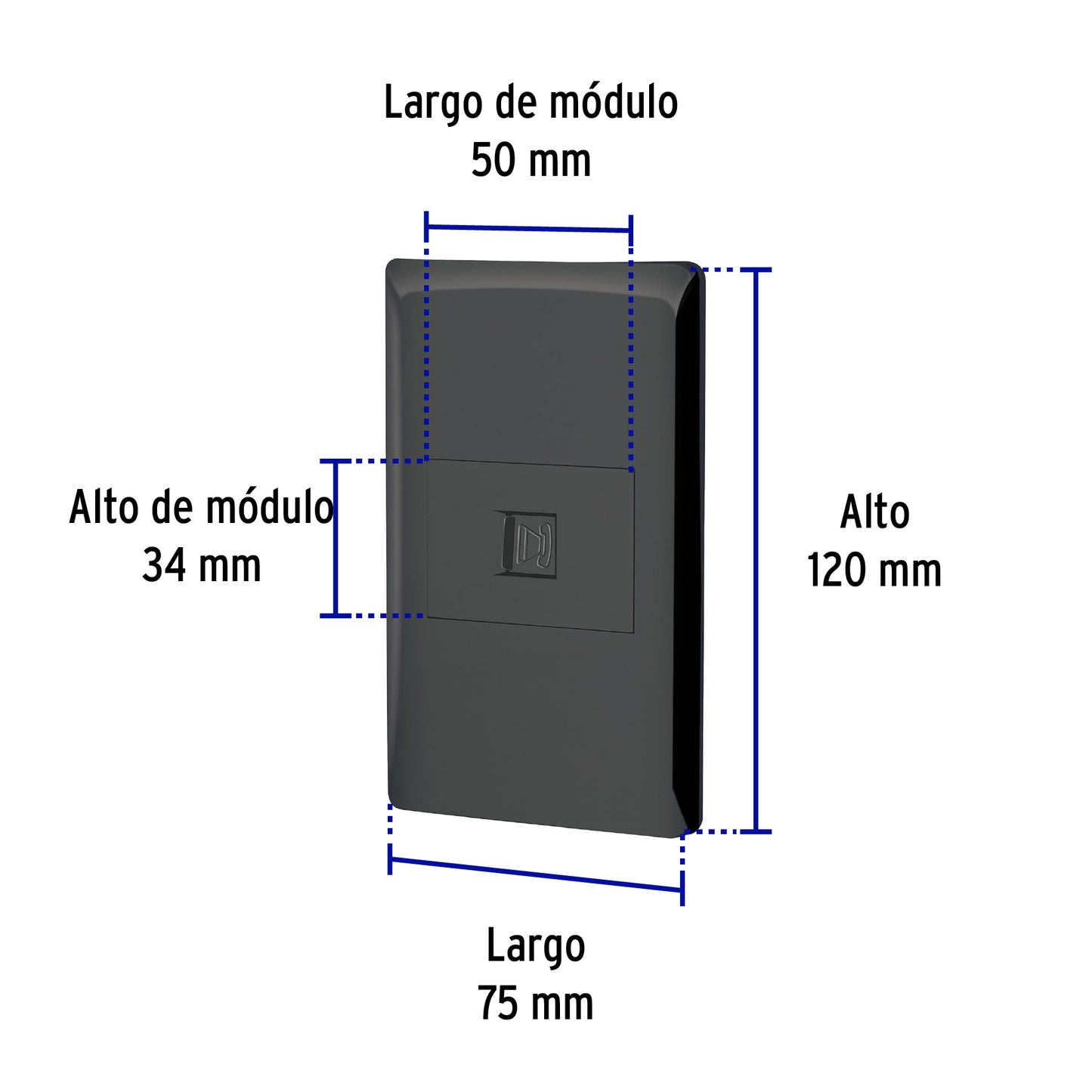 Placa armada negra 1 toma para teléfono 1.5 mód, Lisboa | PA-TE-LN | 47897