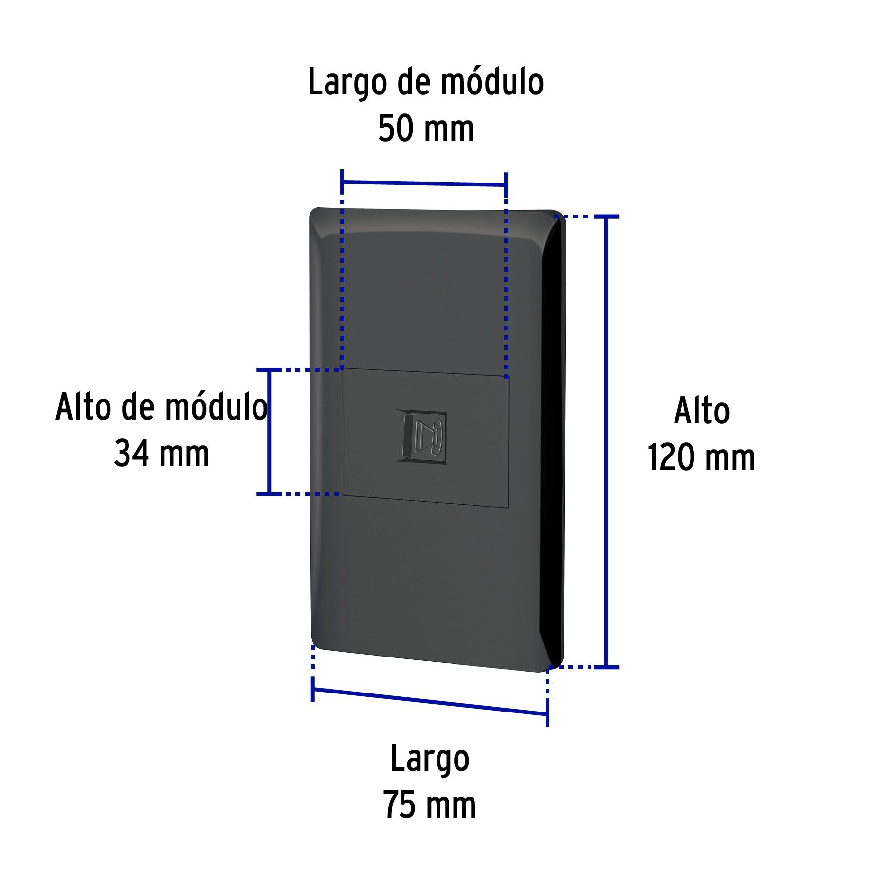 Placa armada negra 1 toma para teléfono 1.5 mód, Lisboa | PA-TE-LN | 47897