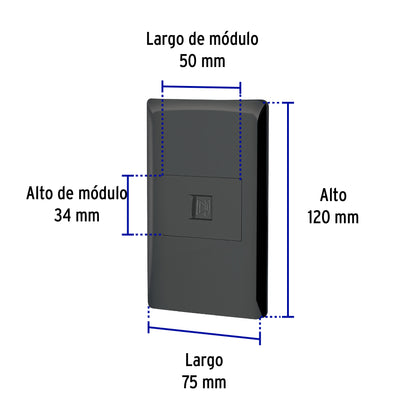 Placa armada negra 1 toma para teléfono 1.5 mód, Lisboa | PA-TE-LN | 47897