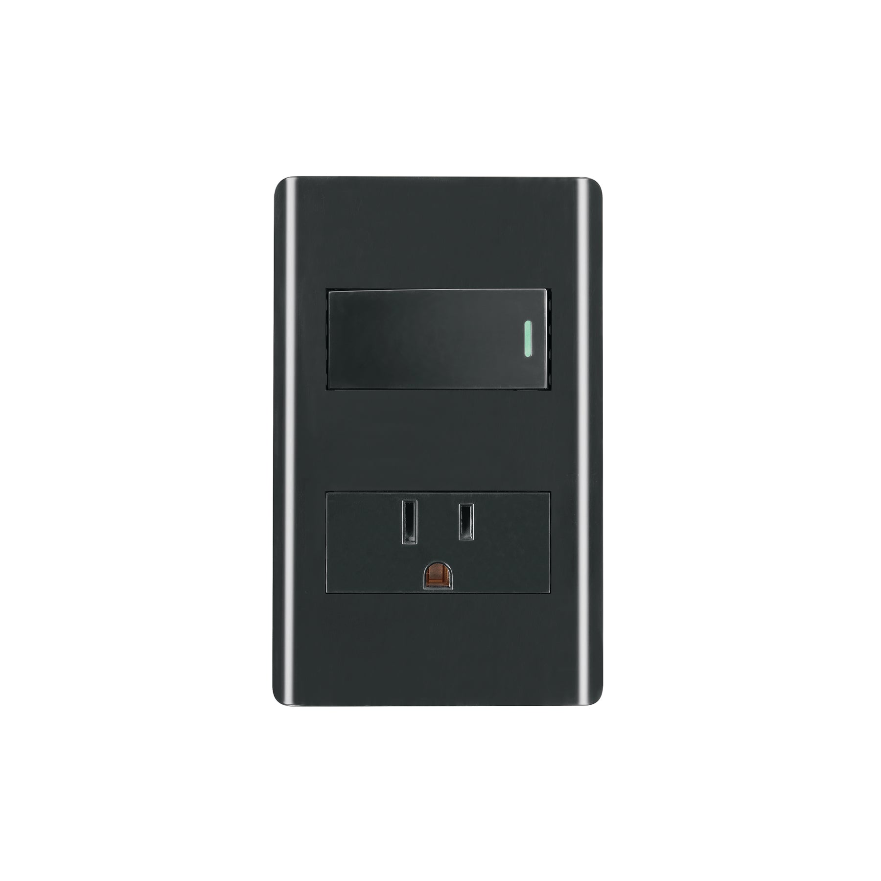 Placa armada negra interruptor y contacto 1 módulo, Lisboa | PA-APCO1-LN | 47898